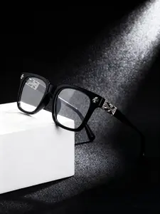 Men's Plastic Square Frame Eyeglasses, Casual Retro Style, Suitable for Daily Wear, College, Commuting, Home Use, Stylish Square Frames