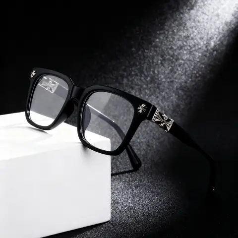 Men's Plastic Square-Frame Eyeglasses, Casual Retro Fashion Eyewear for Daily Wear, College, Commuting and Home Use