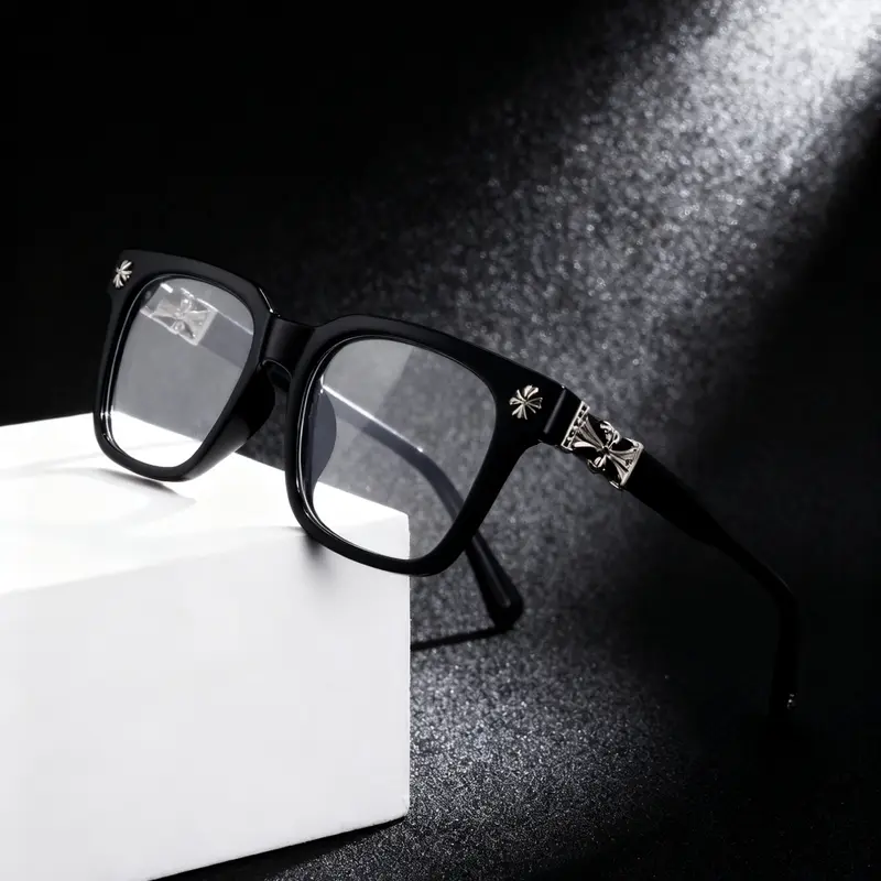 Men's Plastic Square-Frame Eyeglasses, Casual Retro Fashion Eyewear for Daily Wear, College, Commuting and Home Use