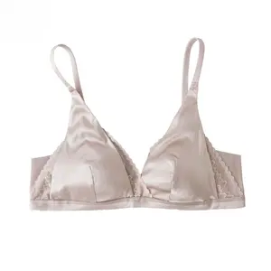 Aria Muse 93% Real Silk 7% Spandex Bra, Women Satin Wireless Underwear, Triangle Cup, French Style Brassiere, 2026 New