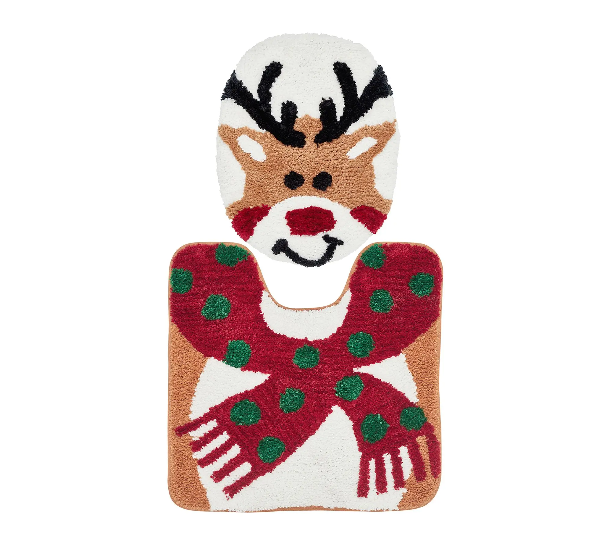 VCNY Home Multi Reindeer Holiday Bath Rug Set, 2 Count