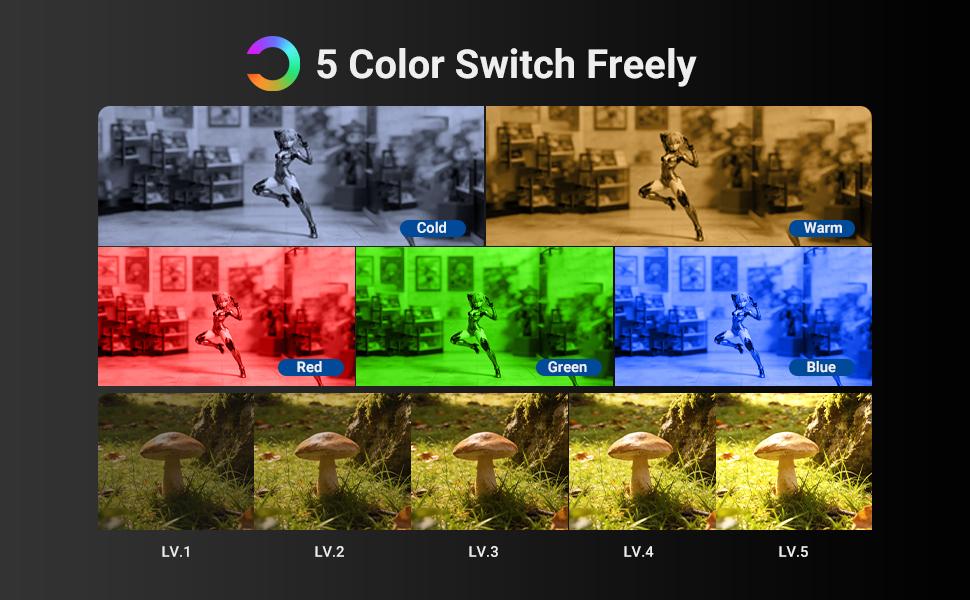 NEEWER BASICS ML01 LED Macro Photography Light, 4W Continuous Mini Light with Flexible Gooseneck, 5 Colors & 5 Brightness Levels, 1830Lux, CRI95, Gobo Projection Lens, Rechargeable for Close Up Shooting