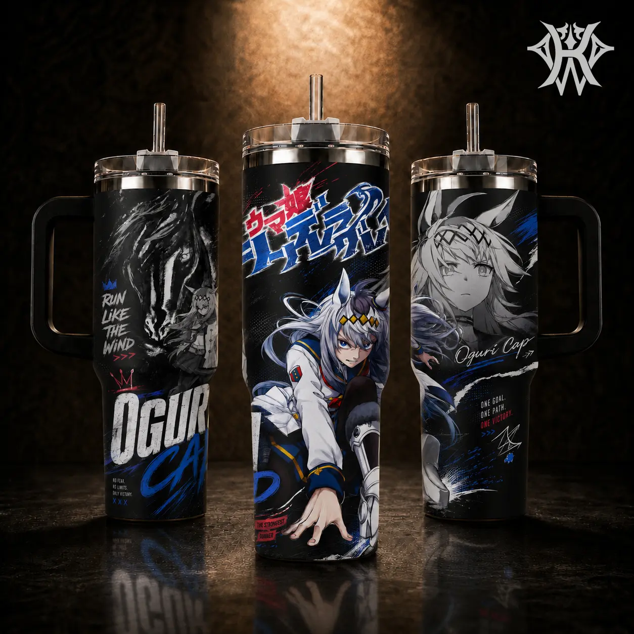 Umamusume Pretty Derby Oguri Cap Anime 40oz Tumbler with Handle and 20oz Skinny Mug, Insulated Stainless Steel Water Bottle, Manga Merch Gift for Fans, Leak-proof Coffee Cup with Straw Aesthetic