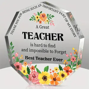 Acrylic Decorative Ornament,Flower Pattern Design,  Office Home Decor, Teacher Thank You Gift, Teacher Appreciation Gift,Teacher Retirement Gift, Teacher Office Decor Keepsake, Home Decoration