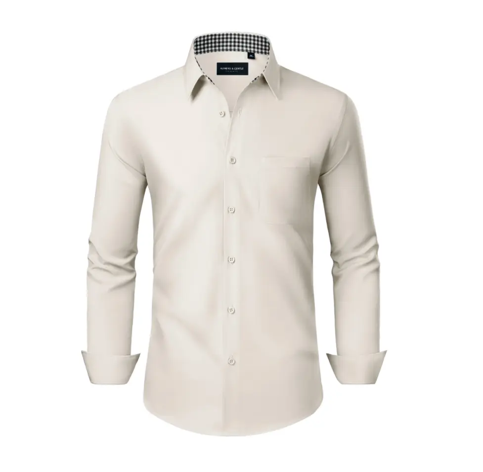 AMZPURE Men's Checkered Inner Collar Business Casual Long Sleeve Shirt, Comfortable Lightweight Material, Multiple Classic Colors for Daily Office Wear tiktokshopspringglowup Summervibes AMZPURE Men's Checkered Inner Collar Business Casual Long Sleeve Shirt, Comfortable Lightweight Material, Multiple Classic Colors for Daily Office Wear tiktokshopspringglowup Summervibes