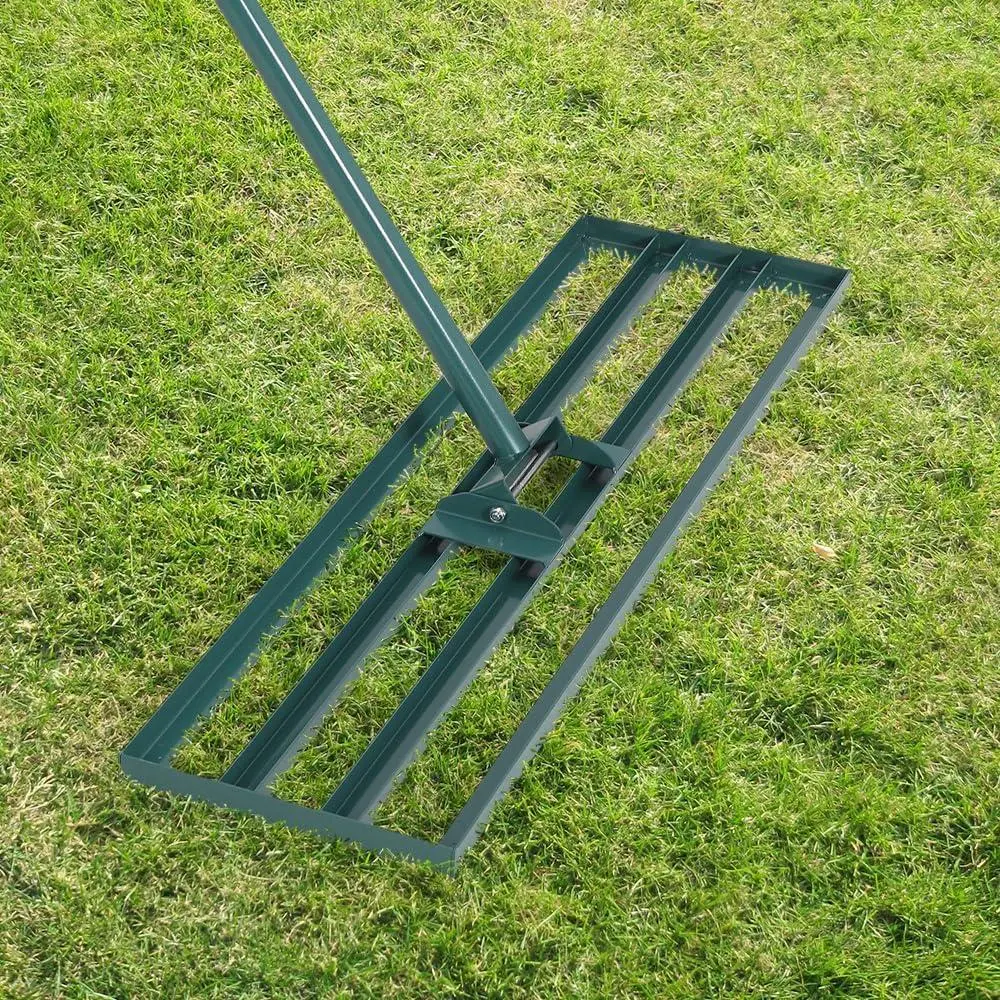 GARVEE Lawn Leveling Rack 30x10 Inch, Heavy Duty Steel Yard Leveling Rack with 72 Inch Extended Handle, Level Soil or Dirt Ground,Green