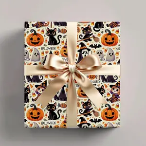 Happiest Halloween Wrapping Paper, Halloween Wrapping Paper, Spooky Gift Wrap, Festive Packaging, Trick or Treat Theme , Best of gift, Meaningful gift. (Get 1 paper cutter when buying any 5 rolls)