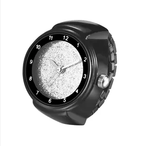 OIDEA Unisex Stainless Steel Elastic Ring Finger Quartz Analog Wristwatch with Arabic Numeral Dial