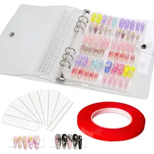 Large Clear Press on Nails Storage Box, Empty Press on Nails Packaging Box Set with Double-sided Adhesive Tape and 50 Arcylic Nail Display Stand Can Be Used to Store and Store Personal Items (large 1)