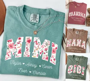 Personalized Mimi Shirt, Floral Grandma Shirt with Grandkid Names, Custom Gigi Shirt, Gift for Nana, Mothers Day Gift, Comfort Colors Shirt - Francis Reminder Music