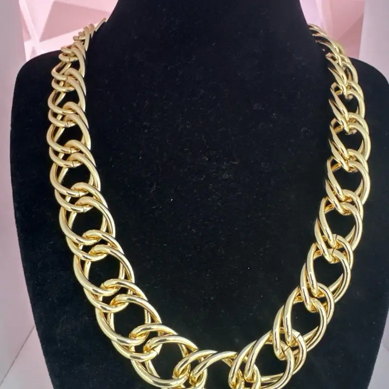 Unique. Hoop chain. Style. Necklace. Size 18 Inch. Adjustable extension. Gold filled. Stainless steel. Solid. High quality