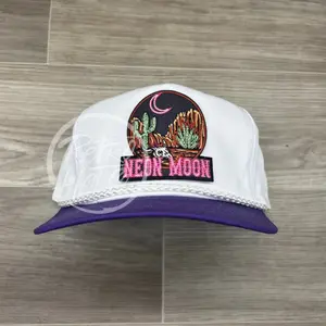 Neon Moon Patch on White/Purple Retro Rope Hat