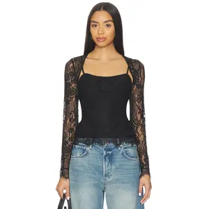 Free People Paloma Lace Top in Black