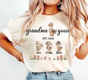 Personalized Mom Duck Shirt With Names, Custom Mama Goose Family Shirt, Mama Goose Shirt, Mother Goose Mom Gift