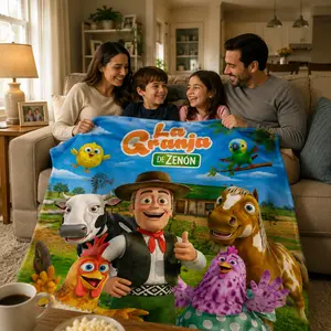 La Granja De Zenón Kids Blanket – Colorful Cartoon Farm Characters, Fun Educational Playroom Throw, Cozy Flannel for Bedroom, Nap Time, or Living Room, Perfect Gift for Boys and Girls
