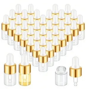 Mini Transparent Glass Dropper Bottle, Travel Size Sample Container, Storage Bottles, Small Bottle, Ideal for Essential Oils, Cosmetics, Liquids, Perfumes