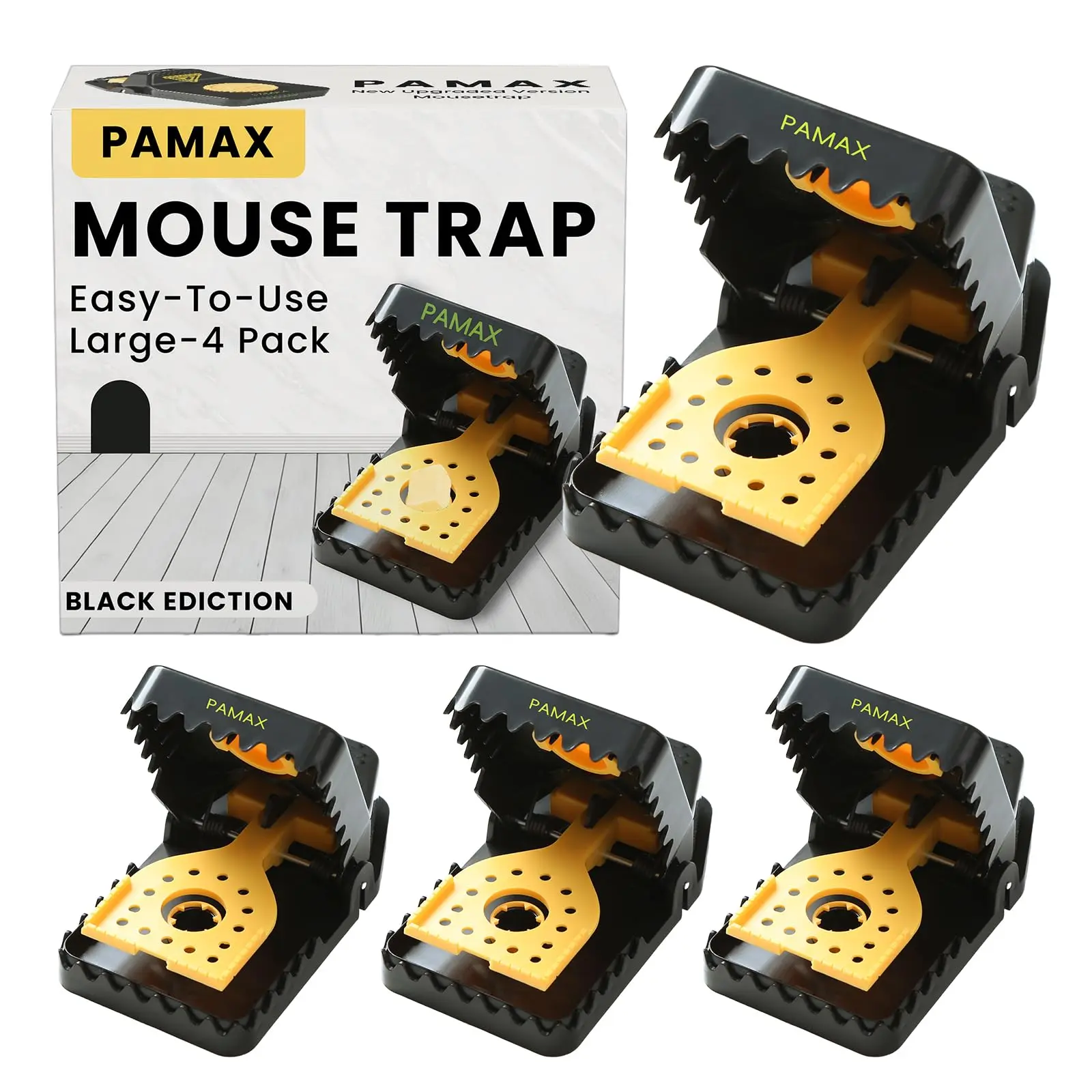 4 Pack Reusable Mouse Traps - Compact Size, Long-Lasting, No Battery, High-Sensitivity Trigger, Powerful Quick-Set Snap Traps, Easy-to-Use No-Touch Disposal Design for Indoor & Outdoor Pest Control, Non-Toxic