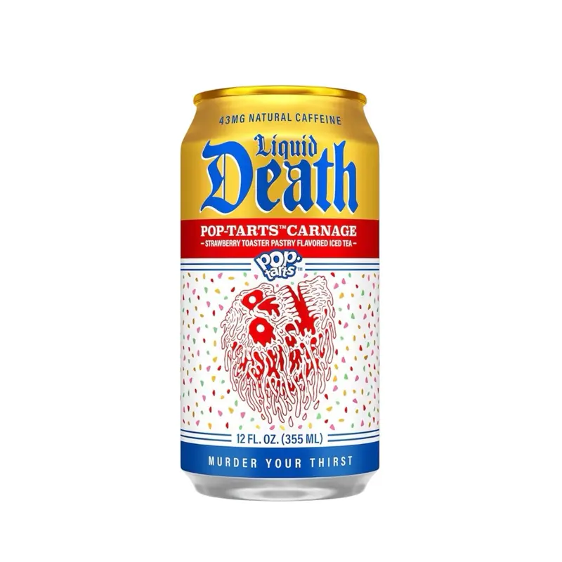 Liquid Death Pop Tarts Carnage 12 Fl Oz 355 Ml Strawberry Pastry Flavored Iced Tea 43Mg Natural Caffeine