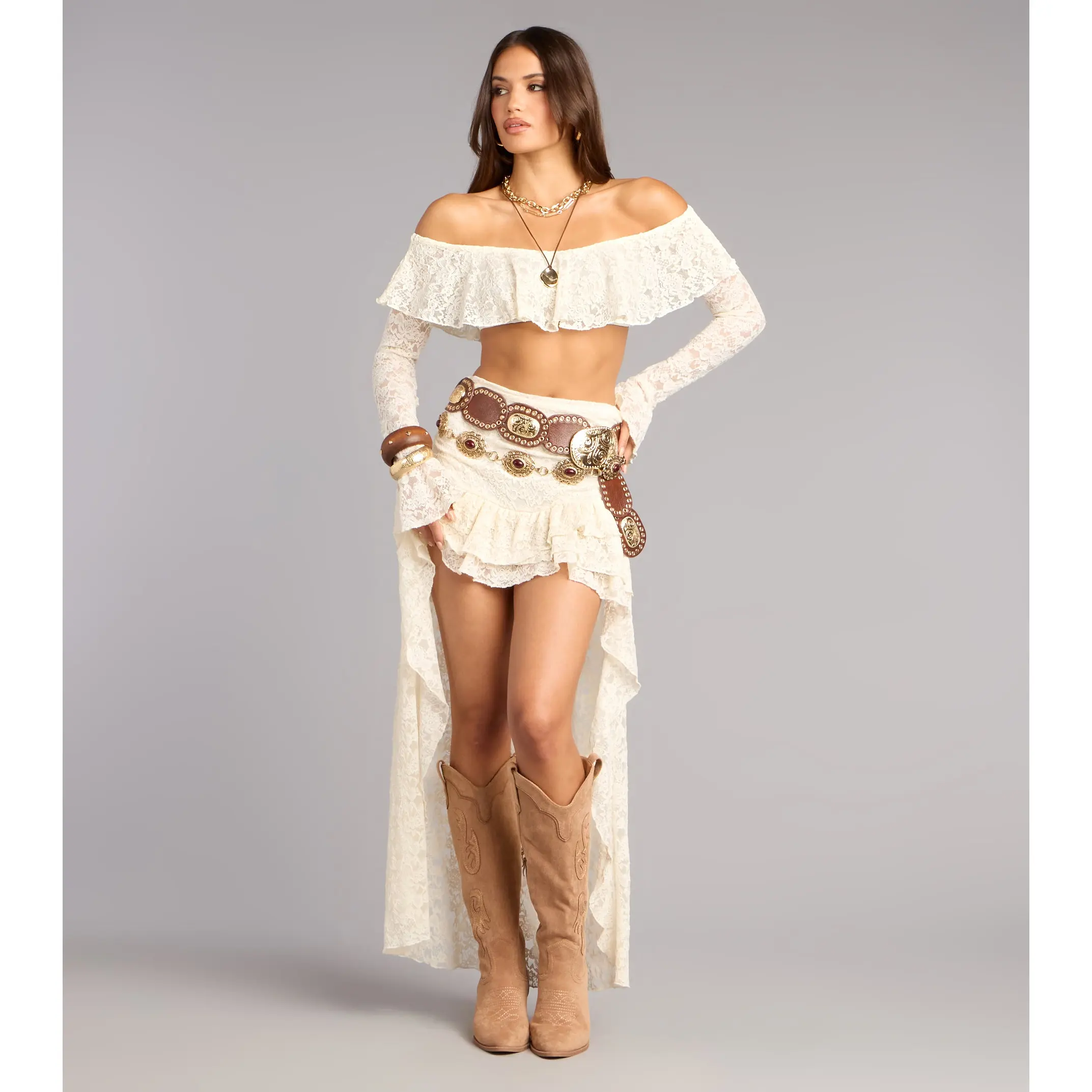 Boho Nights Lace High-Low Skirt Boho Nights Lace High-Low Skirt