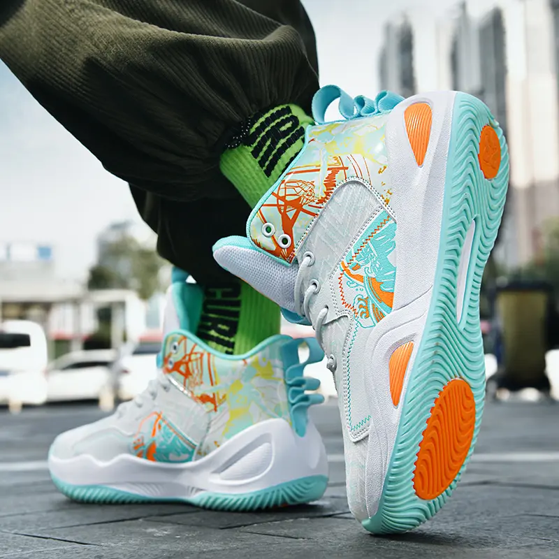 Unisex High-Top Basketball & Volleyball Shoes, Breathable Fabric Gym Workouts Sneakers, Non-Slip Rubber Sole, All-Seasons Outdoor Comfortable Casual Trainers