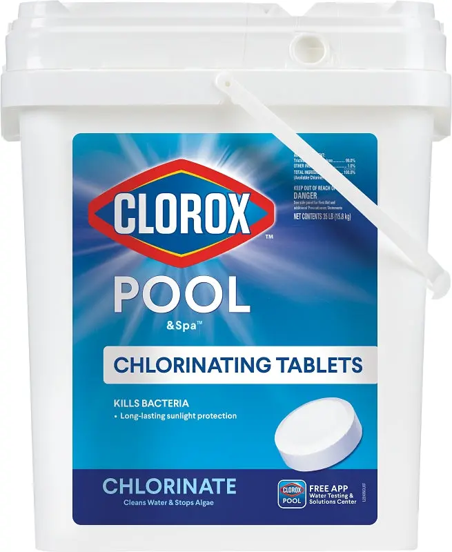 Clorox Pool & Spa Active99 22435Clx Chlorinating Tablets, Solid, Chlorine, 35 Lb Bucket