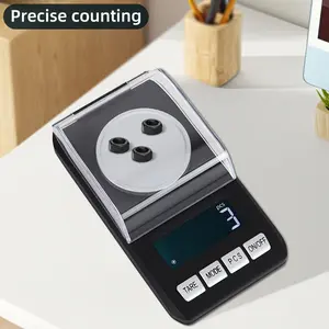 FODWET High-Precision Jewelry Scale with LED Display, Compact Digital Pocket Scale for Jewelry, Powders & Pills - Transparent Dome, Battery Powered, Easy Storage, 0.001 Accuracy, Black 0.71Oz/0.001G