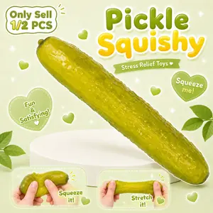 1/2 PCS Pickle Squishy Stress Relief Toys, Realistic Pickle Stress Relief Toy, Slow Rising Soft Squeeze Sensory Fidget, Flexible Rebound Hand Toy for Home Office Classroom Travel Use