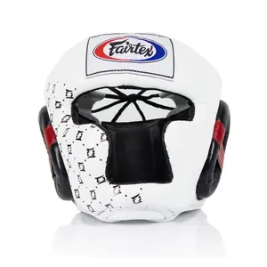 Fairtex HG10 Headgear Head Guard Super Sparring - Black & White