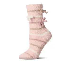MeMoi Women's Non-Skid Cozy Crew Sock with Bow Details