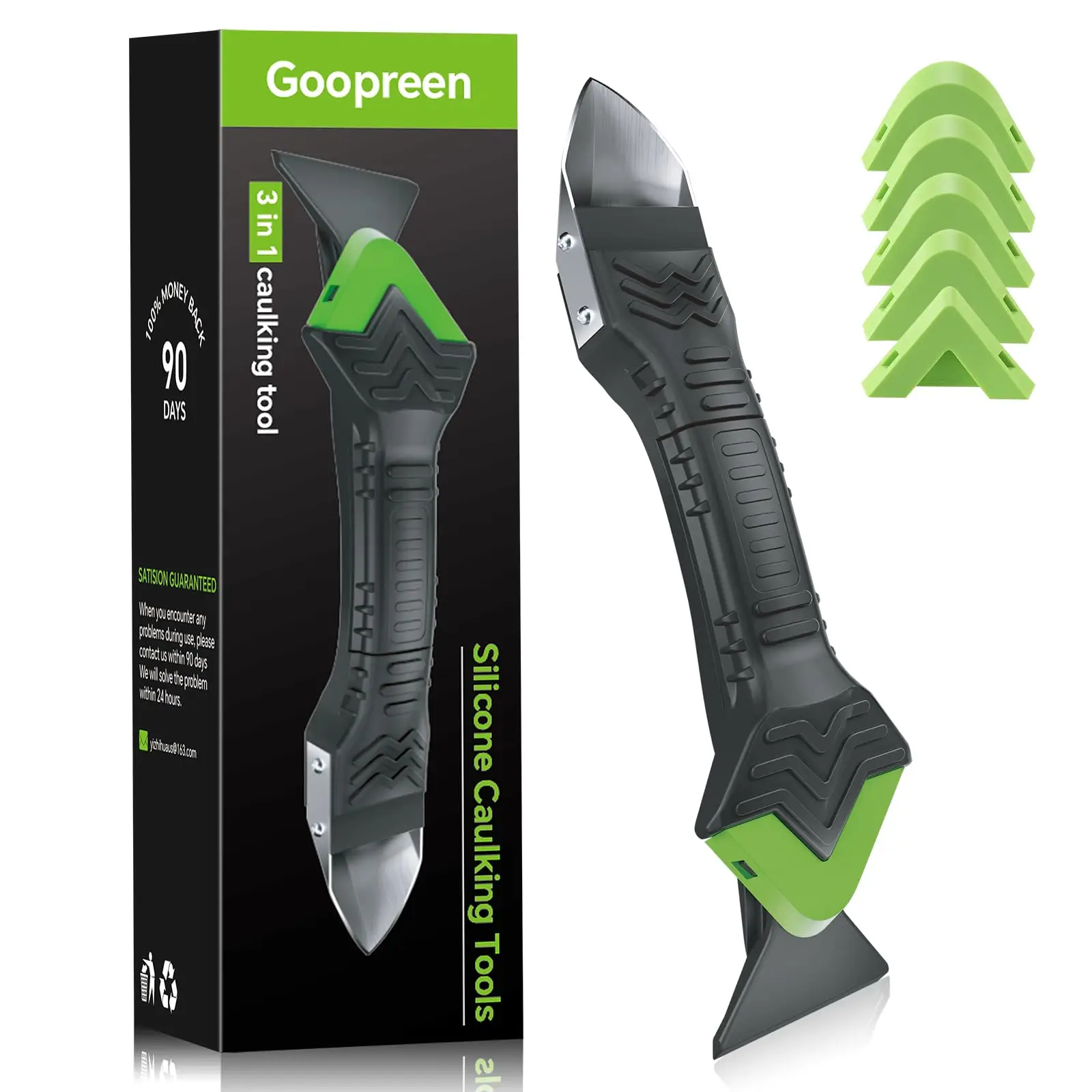 3 in 1 Silicone Caulking kit, Sealant Finishing Grout Scraper, Replace 5 Silicone Pads, Great for Kitchen Bathroom Window, Sink Joint tool kit han