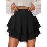 onlypuff Women's High-Waisted Ruffled Hem 80% Cotton-Polyester Blend Loose-Fit Pantskirts with Shorts - Lightweight Athletic Sport Skirts, Bend-Friendly Dance Wear, Summer Tennis Bottoms, Athletic Sport Skirt,sohochic