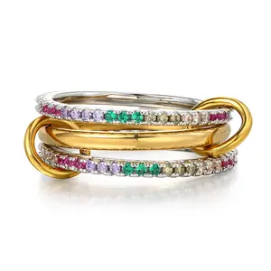 3pcs/set Luxury Colorful Zircon Stackable Ring For Women Spinelli Kilcollin Stack Set Finger Fashion Jewelry