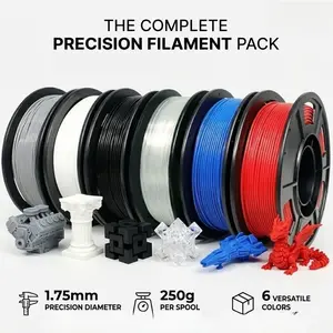 6-Pack Elastic Tpu 3D Printer Filament, Stable Structure, 1.75mm, 250g X 6, Non-Deformable, Ideal for Model Joint Parts