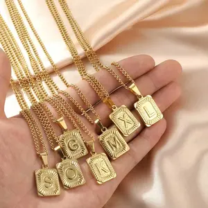 Double-sided Men's Necklace Pendant A-Z Single Item Personalized Gift Jewelry