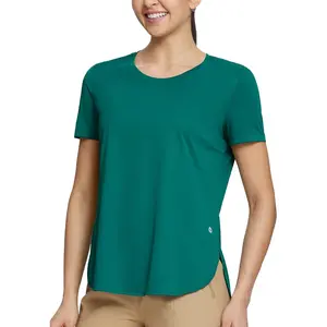 baleaf Women's Round Neck, Curved Hem, Outdoor Sun Protection, Casual Sports Short-Sleeved Shirt, Soft, Breathable, Moisture-Wicking, Quick-Drying, UPF50+ [PC:bfo005]