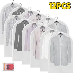 12pcs, High Quality & Durable 40 inch Extended Transparent Clothes Storage Bag | for Valuables, Wardrobe, Suit Bagging, Hanging Clothes - Shirts, Coats, Ensures Neat & Clean tiktokshopspringglowup