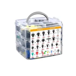 925Pcs Car Push-in Fixing Clips Auto Fasteners Assortment Kit, 26 Popular Sizes Nylon Bumper Rivets, With 10 Cable Ties & Fastener Remover Pry Tool, Universal For Most American Japanese Cars