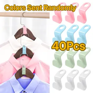 40 Counts Hanger Connector Hooks for Clothes Storage，Space - Saving Organizer，Space Saver Hangers，Hangers Accessory for Light - duty Hanging, Colors Sent Randomly