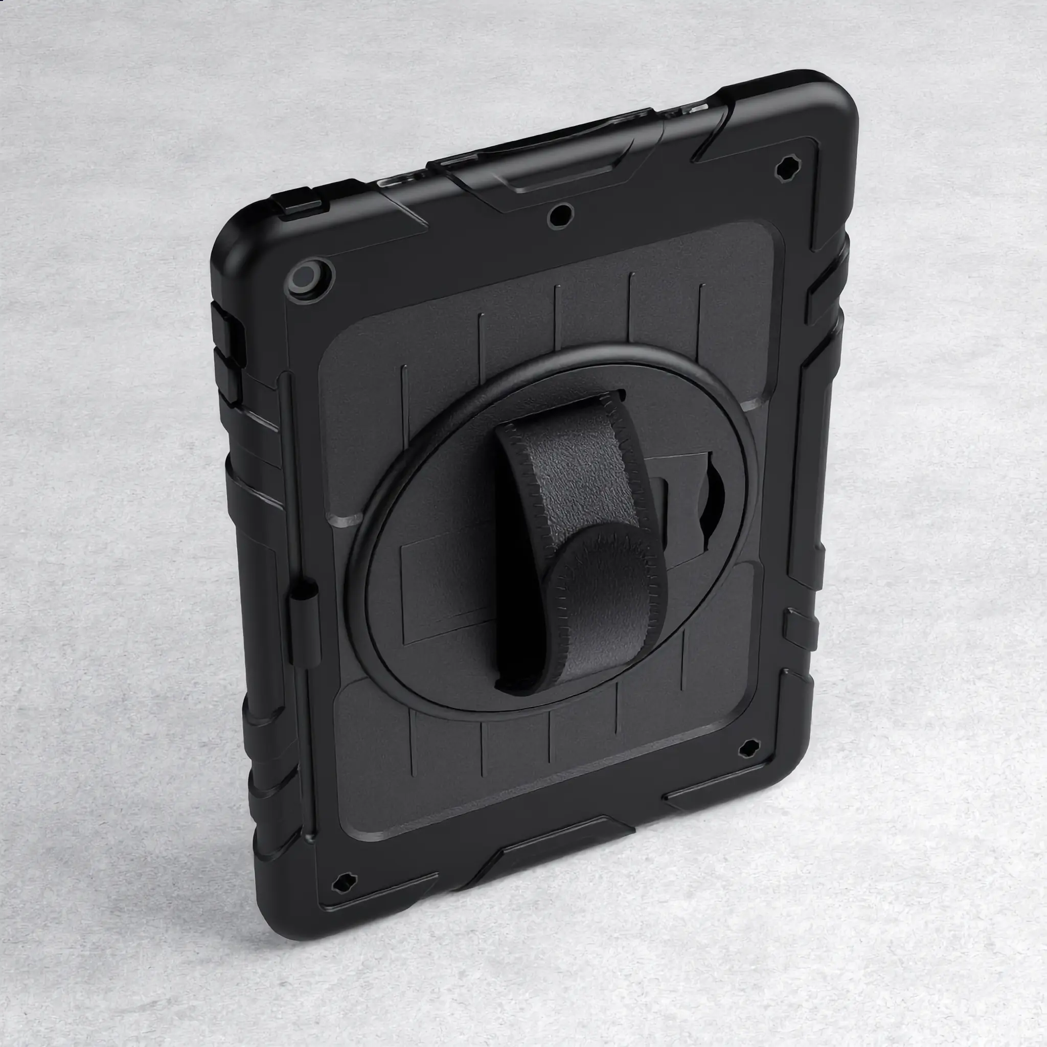 10.2in Durable Silicone Casing for iPad 10th Generation, Plastic-Reinforced Protection, Built-in Screen Protector, Pencil Holder, 360° Rotating Hand Strap, Shoulder Strap, Smart Tablet Accessory for Work & Watch Parties (Black)