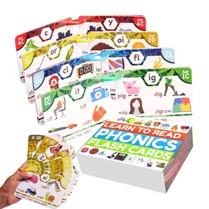 Learn to Read Phonics Flash Cards Color-Coded for LetterSounds Word Blending Long Vowels Two-Syllable Words5x3.6 in Educational Tool for Language LearningFlashcards Colorful