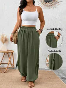 These Tie Detail Palazzo Pants are Boho Summer Vibes ✨ | High Waist Pocket Wide Leg Casual Trousers Womenswear Bottom Bohemian Trousers