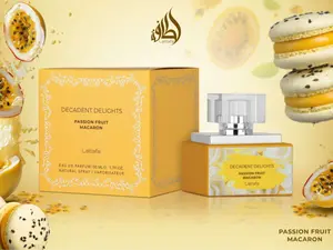 Lattafa | Decadent Delights | Passion Fruit Macaron | Eau De Parfum | 50 ML | Unisex Fragrance | Passion Fruit Macaron - Peach - Almond & Vanilla Notes