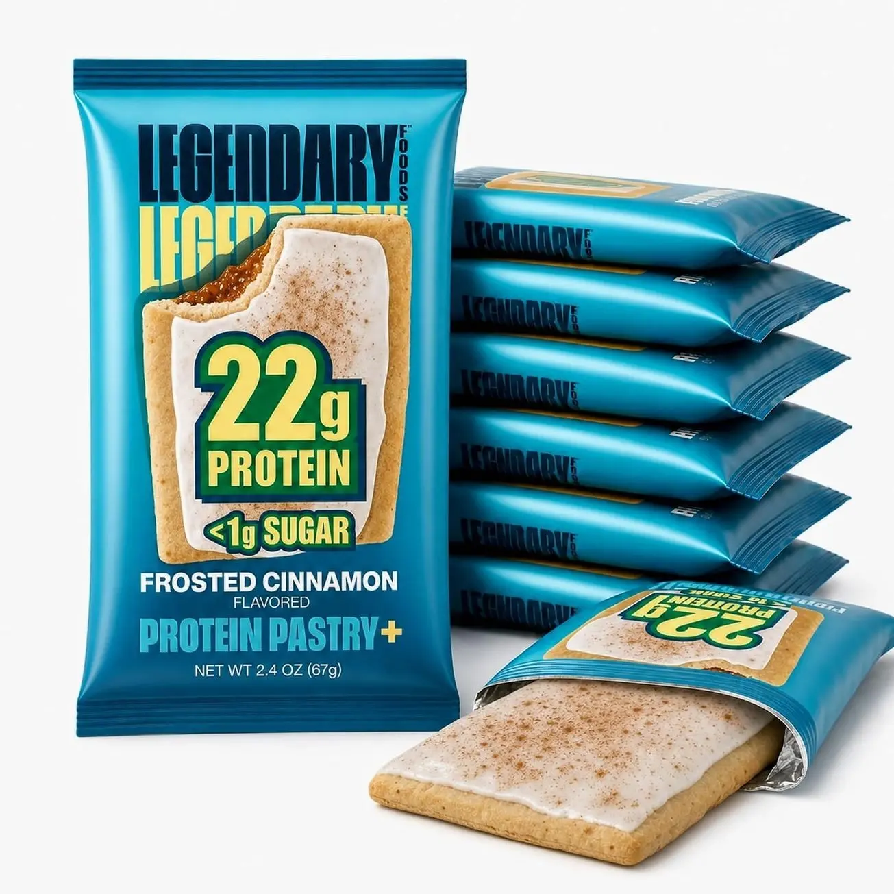 Legendary Foods High Protein Pastry, Cinnamon, Low Carb/Low Sugar Snack | Protein Pastry, Keto Snack, Frosted Breakfast Tart, High Protein Keto Treats, Healthy Snacks for Adults & Kids