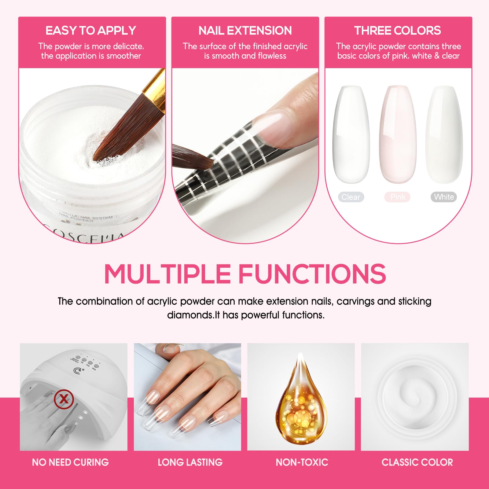 Acrylic Nail Kit for Beginners Professional Nails Kit with Drill and U V Light Glitter Powder Decorations Rhinstones DIY Gifts