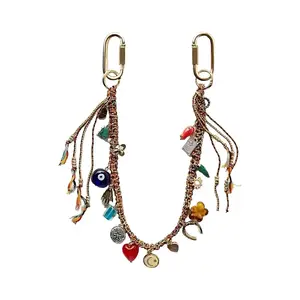 Chain Beaded Rope Braided Keychain, Bag Charm Keychain, Stylish Accessory for Handbags & Purses, Ideal for Everyday Use, Enhance Your Bags' Look