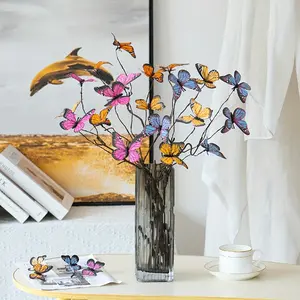 5 Pcs Whimsical Butterfly Branches | Vibrant Faux Stems for Fairycore Room & Vase Decor