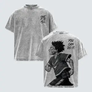 Deku Vintage Oversized T-Shirt, Izuku Midoriya My Hero Academia Heavy Cotton Graphic Tee, Gritty Battle Mode Retro Anime Streetwear Unisex
