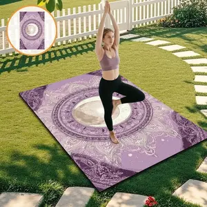 Mandala New Moon Art Yoga Mat, Non-Slip Durable Natural Rubber, Professional Fitness Exercise Pad, Wide Long Design, Home Outdoor Use