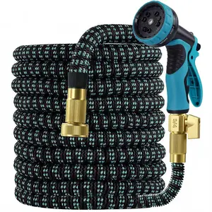 100FT Heavy Duty Expandable Flexible Garden Hose, Home Use Hose with 10-Function Adjustable Spray Nozzle & Non-Water Pressure Feature, Multi-Spray Garden Hoses, Gift for Family