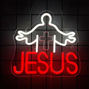 Jesus Cross Neon Sign  Cross Neon Light for Christening Day Church Festivals Room Decor Gift Decoration For Believers Party Decor
